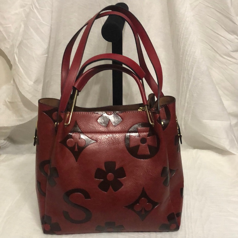 Red Embossed Satchel NWOT